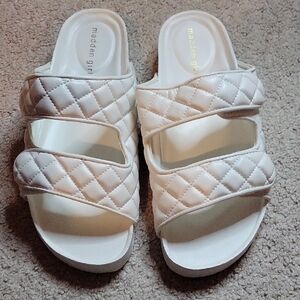 Madden Girl White Quilted Slide Sandals